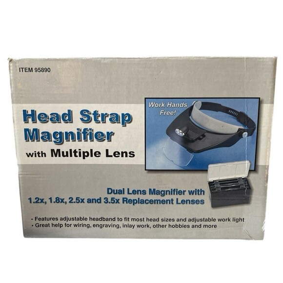 Adjustable Head Strap Magnifier Light Multiple Lenses Model 95890 - Picture 2 of 5